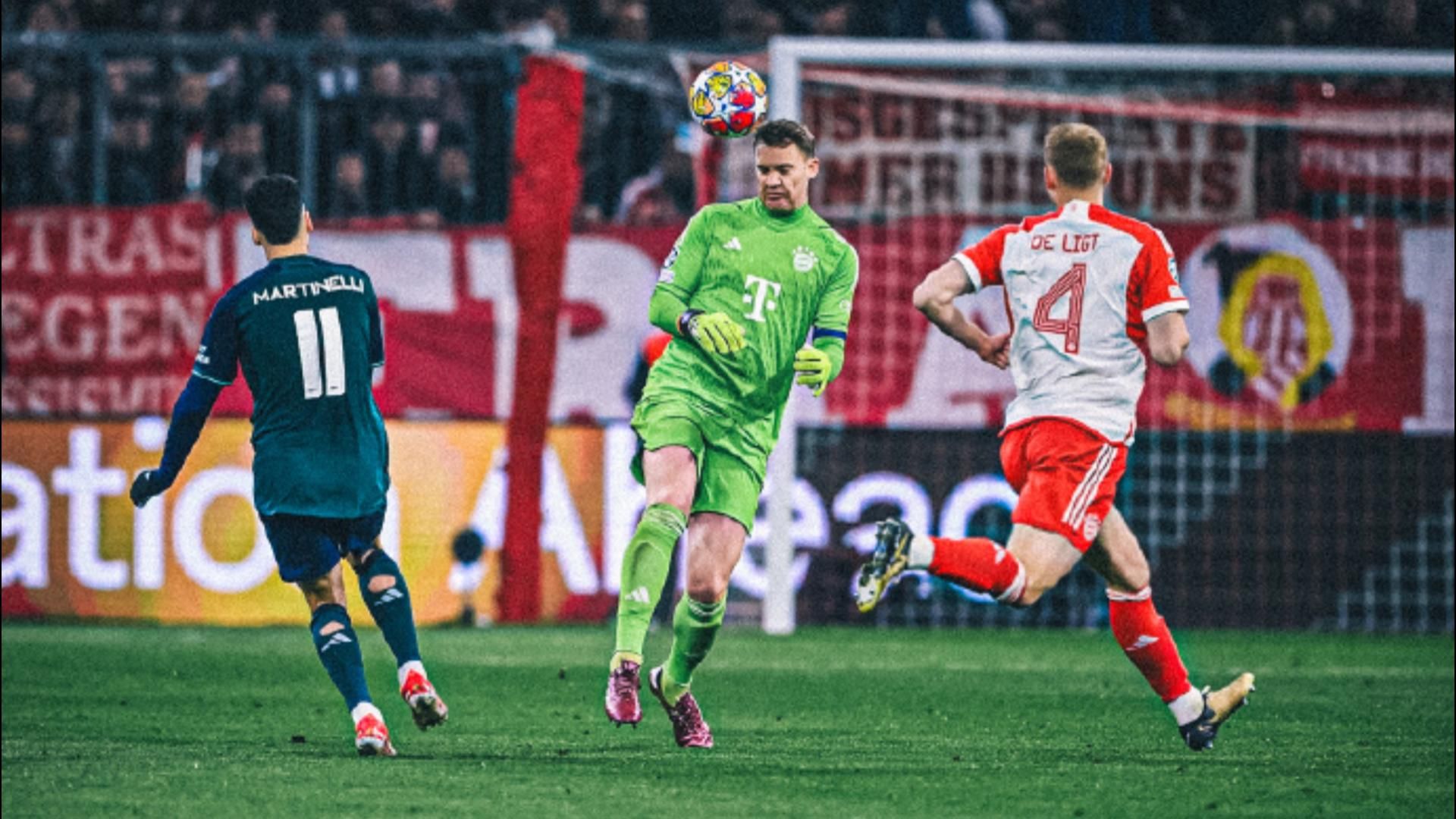 拜仁3-2阿森纳 进欧冠4强， 基米希头球致胜，38岁诺伊尔58次零封